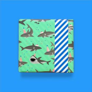 Cadeaupapier Shark Stripe Blue 50cm X 3mtr