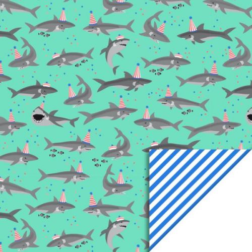 Cadeaupapier Shark Stripe Blue 50cm X 3mtr