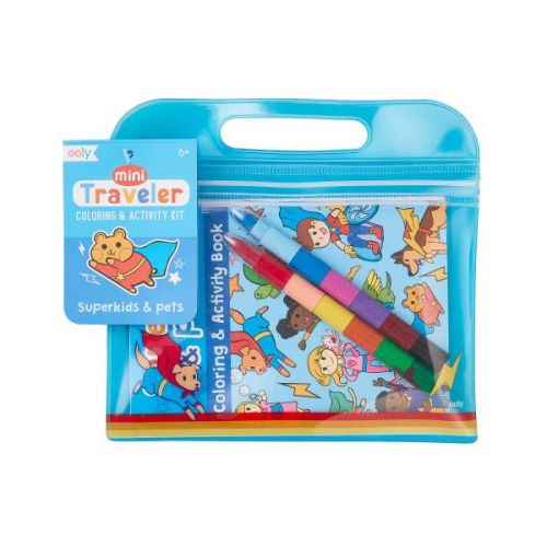 Ooly - Mini Traveler Coloring & Activity Kit - Superkids & Pets